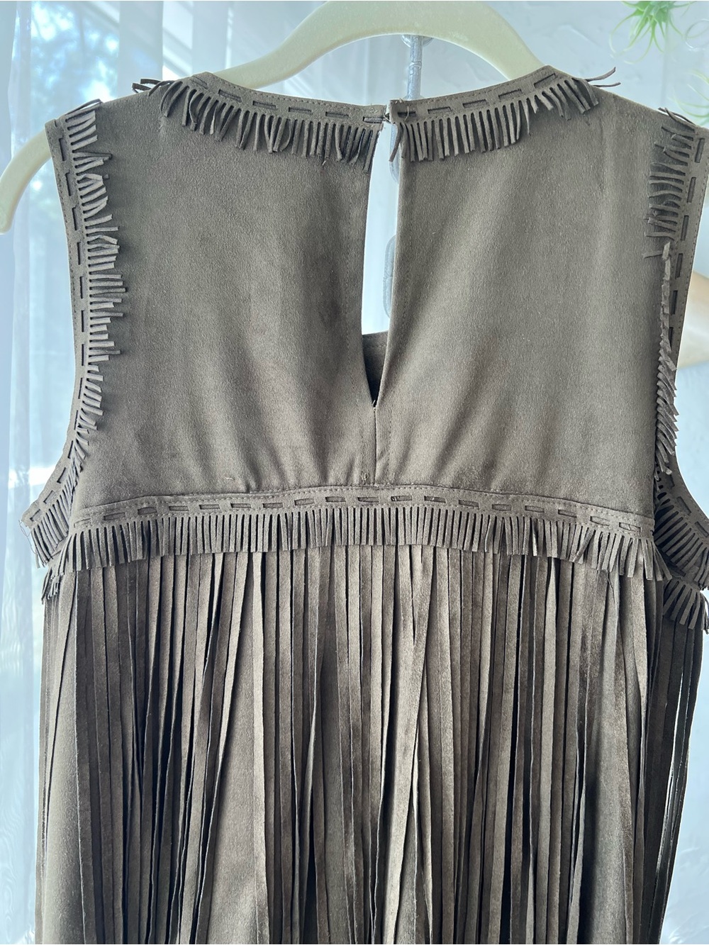 Chelsea & Violet Olive Brown Fringe Mini Dress - Picture 4 of 6